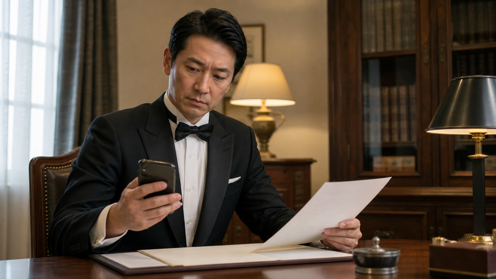 電話と書面を確認し判断と応対を人が引き受ける執事